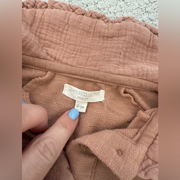 Grayson Collective Bubble Romper Size 6-9 Months Brown Preppy Fall Gauze - Picture 4 of 9